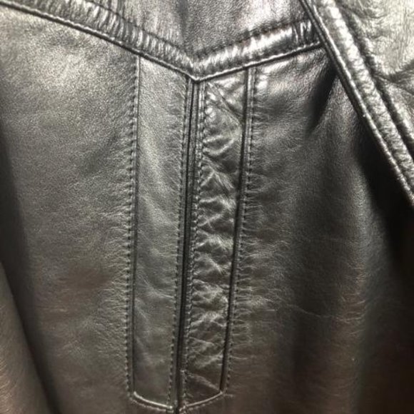 Mens 1980s original vintage BLK Leather coat size 40/42 - Picture 5 of 6
